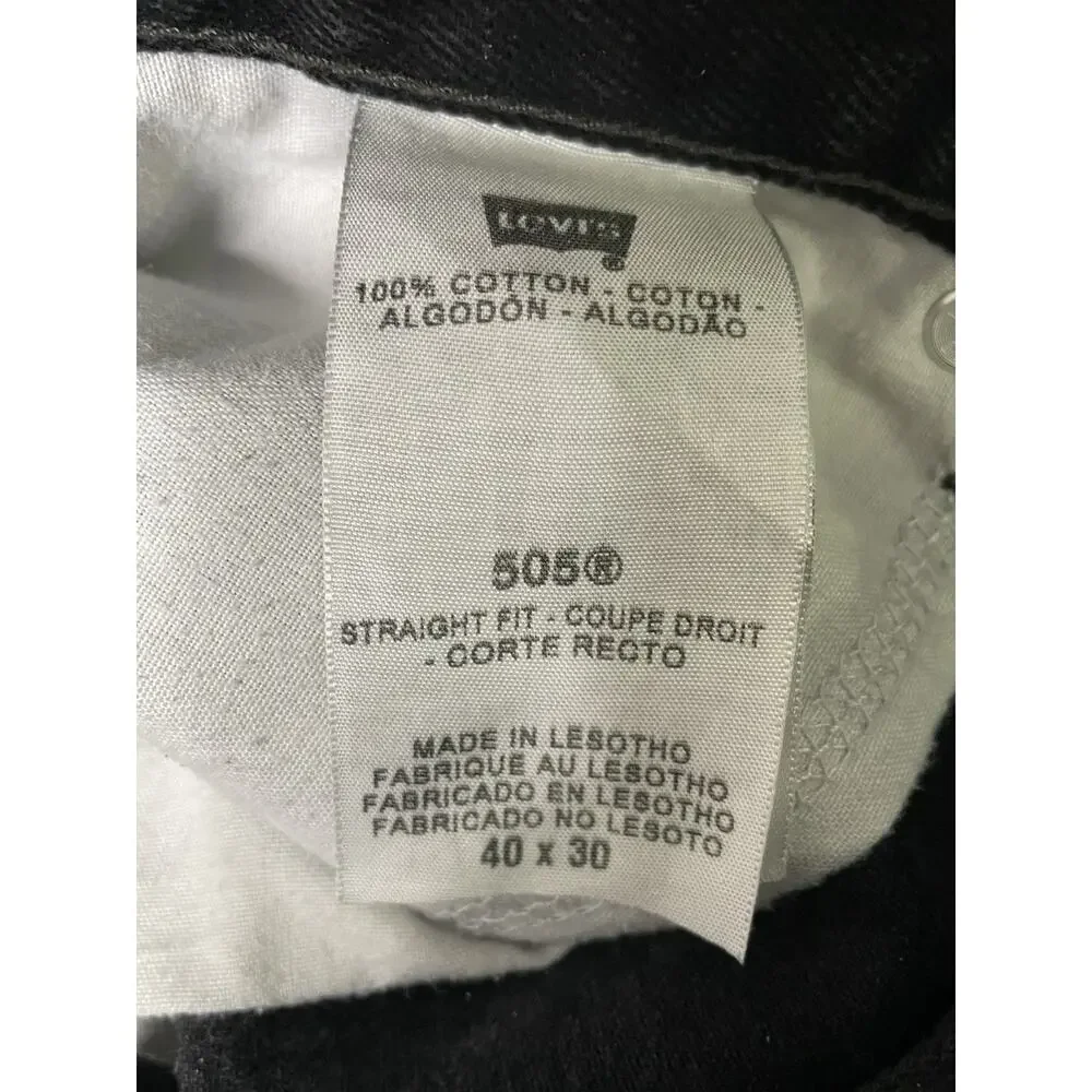 Levi’s 505 Regular Fit Jeans Men’s 40x30 Black Gray Straight Leg 100% Cotton